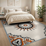 Orange Mandala Sunburst Area Rug