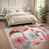 Pink Pink Flamingo Tropical Paradise Area Rug