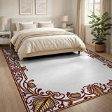 Ornate Gold Palmette Border Area Rug