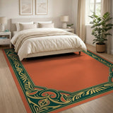 Ornate Orange Persian Border Area Rug