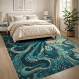 Teal Octopus Coastal Beach Rug