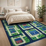 Kids Cartoon City Street Map Play Rug