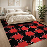 Bold Red Black Plaid Rustic Farmhouse Area Rug