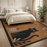 Brown Halloween Black Cat Area Rug