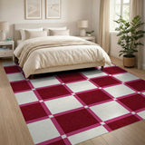 Bold Red and White Checkered Area Rug