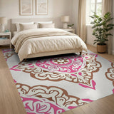 Traditional Persian Vibrant Pink Persian Medallion Area Rug