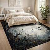 Haunted Halloween Forest Bats Pumpkins Rug