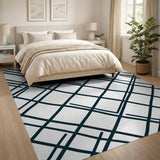Bold Black White Crisscross Geometric Area Rug