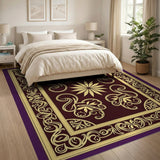 Purple Gold Ornate Traditional Persian Rug