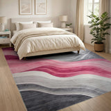 Wavy Pink Gray Abstract Area Rug