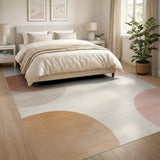 Blush Pink Overlapping Circles Abstract Area Rug