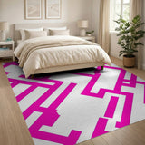 Bold Pink Geometric Line Area Rug