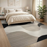 Abstract Black White Organic Shapes Area Rug