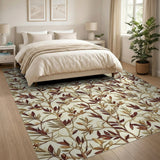 Vintage Leaf Branch Beige Area Rug