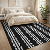 Wavy Stripe Black White Area Rug