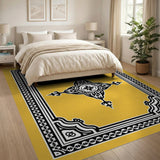 Ornate Black Frame Yellow Persian Area Rug