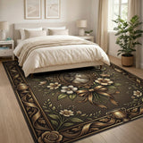Ornate Gold Floral Portrait Frame Rug