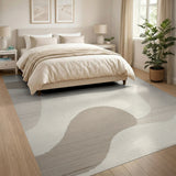 Abstract Wavy Neutral Abstract Area Rug