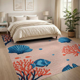 Vibrant Coral Reef Fish Seashell Area Rug