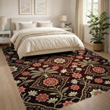 Deep Red Persian Floral Medallion Area Rug