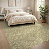 Elegant Beige Gold Vine Floral Area Rug