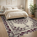 Ornate Persian Mandala Area Rug in Beige Maroon