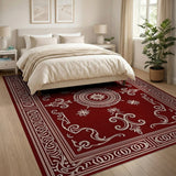 Elegant Red Medallion Area Rug with Ornate Borders