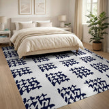 Blue and Teal Navy Geometric Abstract Area Rug