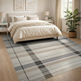 Neutral Plaid Woven Area Rug