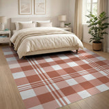 Rustic Brown Plaid Check Area Rug