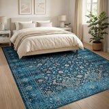 Teal Persian Floral Area Rug
