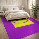 Pixelated Yellow Smiley Face Purple Rug