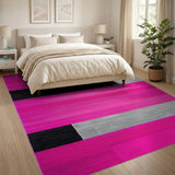Vibrant Pink Geometric Modern Pink Area Rug