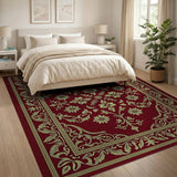 Traditional Persian Red Ornate Red Persian Area Rug with Gold Floral Motifs
