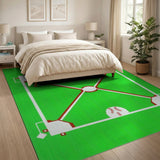 Kids Cartoon Baseball Diamond Green Area Rug
