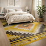 Yellow Vibrant Yellow Southwestern Geometric Rug