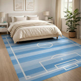 Blue Soccer Field Kids Area Rug