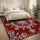 Red Persian Snowflake Motif Area Rug