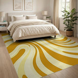 Flowing Yellow Wave Abstract Area Rug
