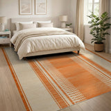 Orange Beige Textured Stripe Rug