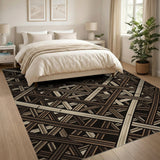 Interwoven Geometric Brown Tan Area Rug