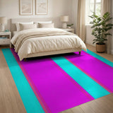 Vibrant Purple Teal Stripe Geometric Area Rug