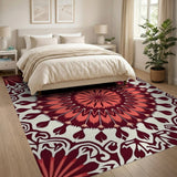 Rich Red Mandala Persian Area Rug