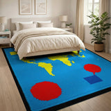 Multi-color and Patterns Pixelated World Map Area Rug