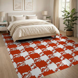 Red Checkered Farmhouse Area Rug