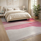 Multi-color and Patterns Wavy Pink Orange Abstract Area Rug