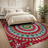 Multi-color and Patterns Vibrant Red Mandala Multi-Color Area Rug