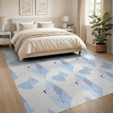 Blue Geometric Diamond Facet Area Rug
