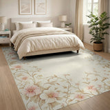Delicate Pink Floral Border Area Rug