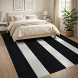 Bold Black White Vertical Stripe Area Rug